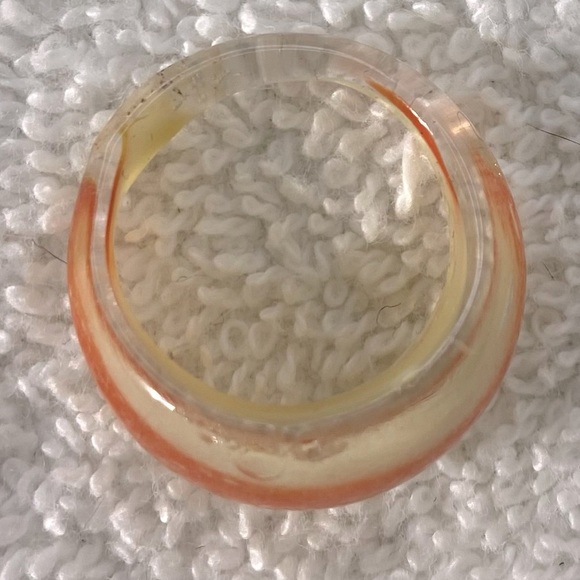 Vintage Art Glass Handmade Cream Orange Band Ring - Picture 8 of 11